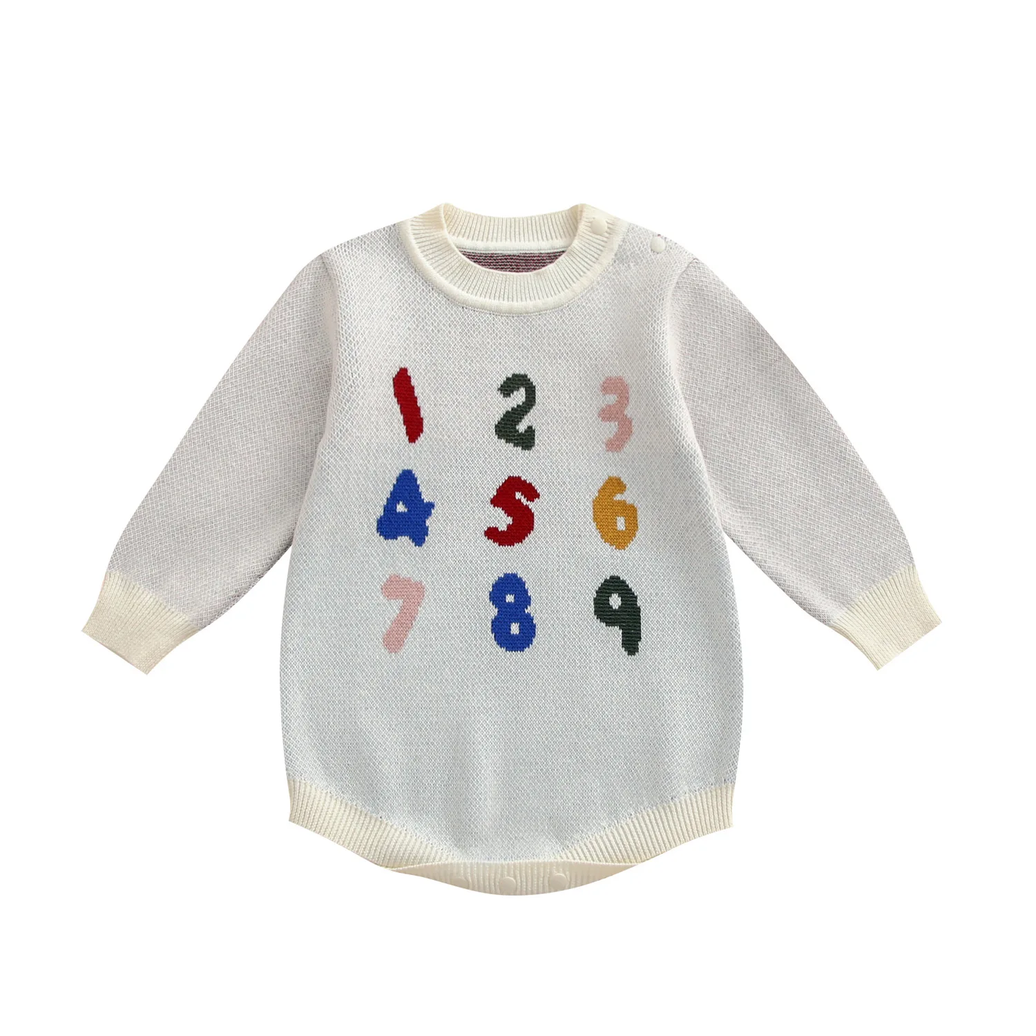 0-24M 100% Cotton Baby Girl Knit Romper Newborn Winter Clothes Long Sleeve Warm Sweater Thick Bodysuit