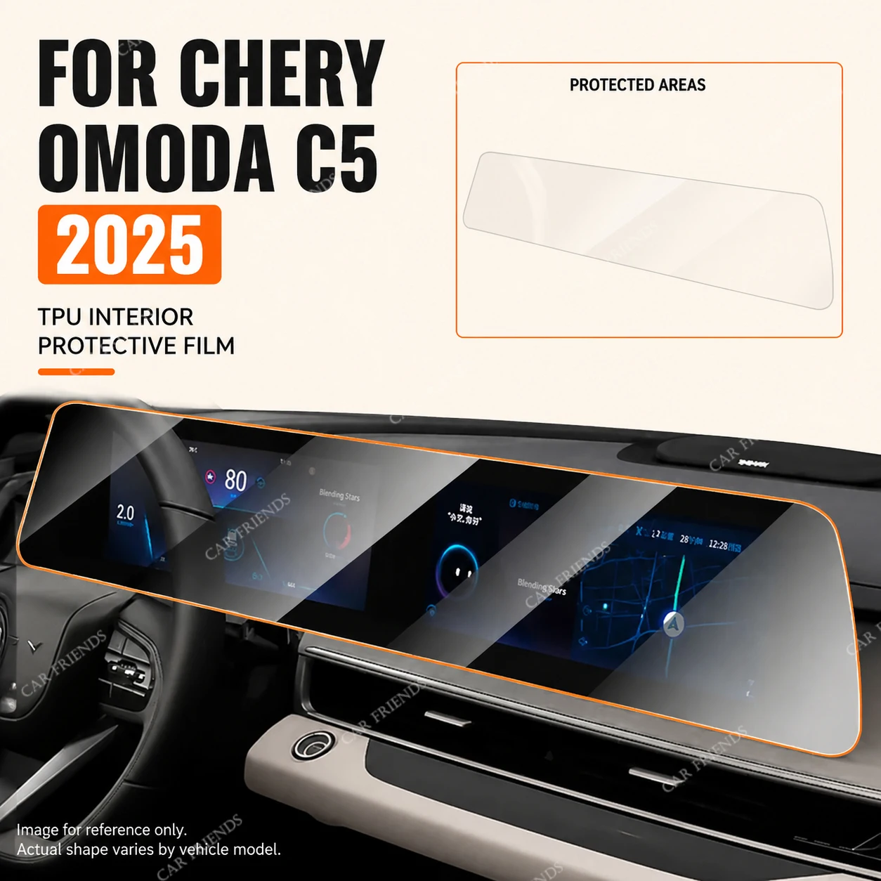 For CHERY OMODA C5 2025 Transparent TPU Interior Protective Film Center Console Anti-Scratch