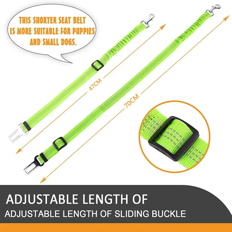 Pet Supplies Car Seat Belt Dog Seat Belt Dog Leash Vehicle Belt Adjustable Cushioning Elastic Reflective Safety Rope for Dog Cat