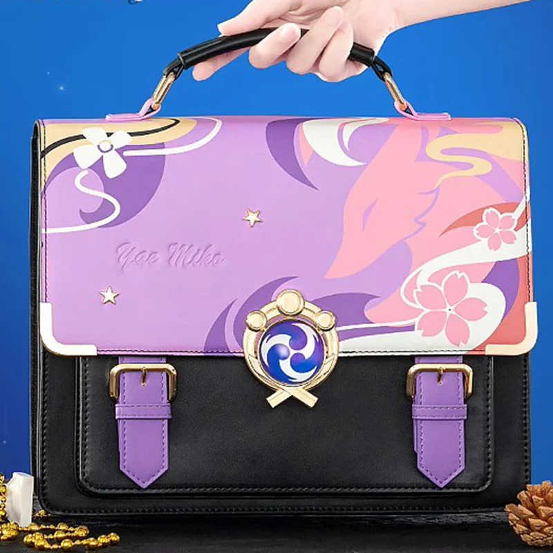 In Stock Genshin Impact Yae Miko PU Doujin Backpack Anime Game Cosplay Prop Schoolbags Vision Shoulder Bag Handbag Xmas Gifts