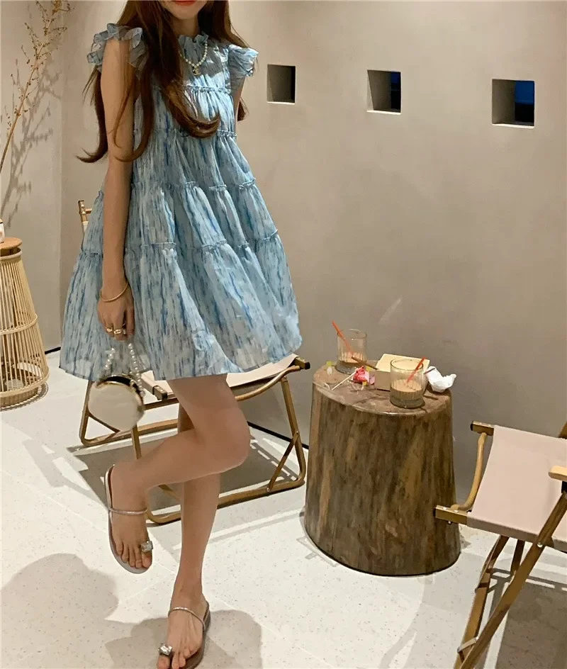 Nuovo vestito tinto da cravatta per le donne sexy casual allentato vestito estivo abito corto estate coreano sottile Y2K mini boho abito elegante abito vintage