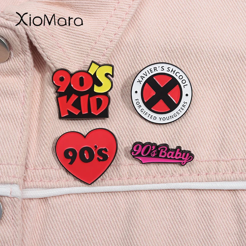 

90s Baby Funny Slogans Enamel Pin Nostalgia 90s Kids Collected Brooches Lapel Backpack Badge Best Gifts Jewelry For Friends