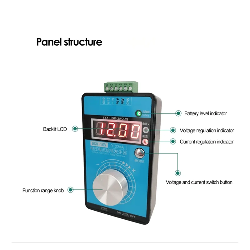 

AB47-Handheld 0-5V-10V 0-20MA/4-20MA Signal Generator Adjustable Current Voltage Analog Signal Sources Output 24V