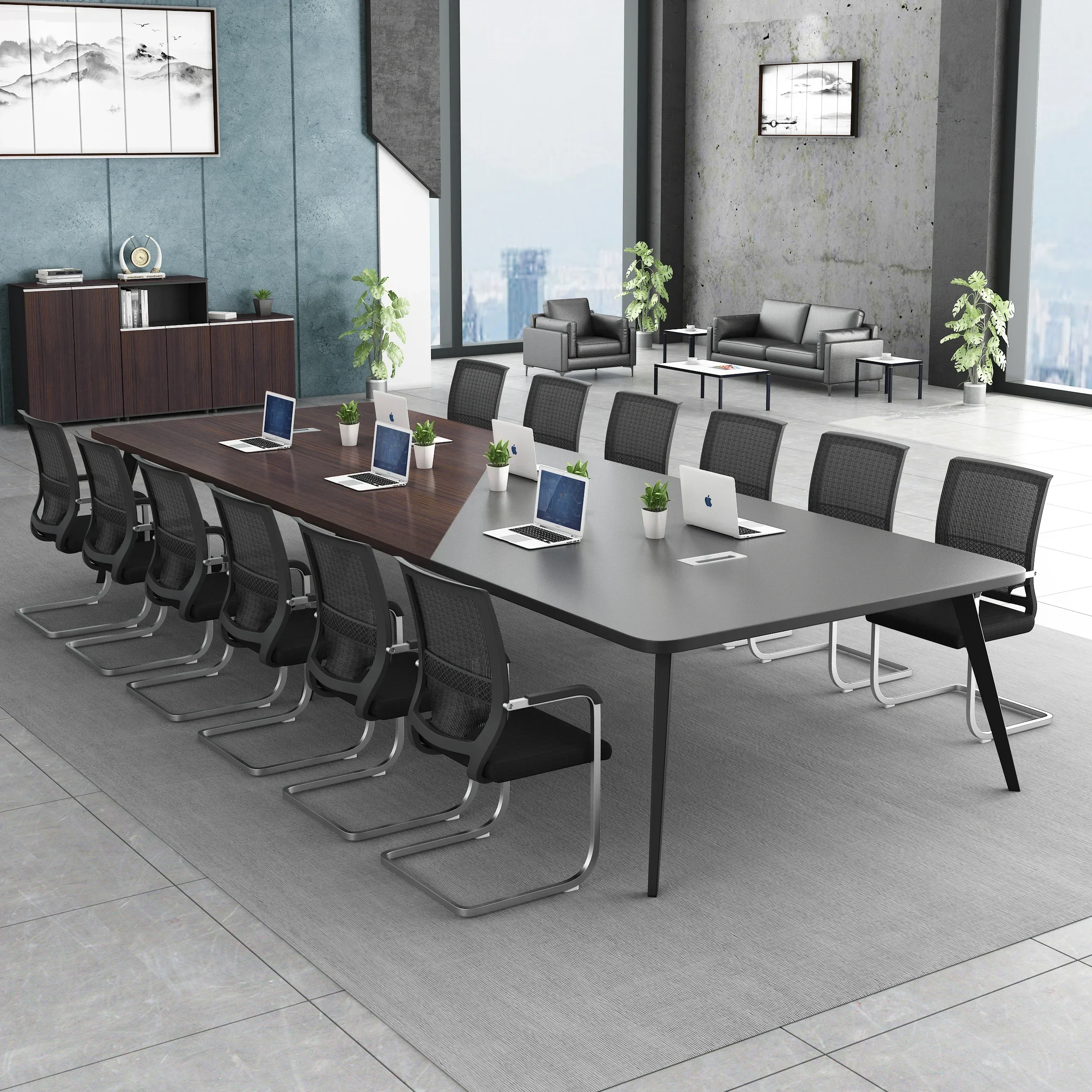 luxury Office Furniture Workplace commercial Office Desk chair set long Conference Table Meeting room furniture Boardroom table