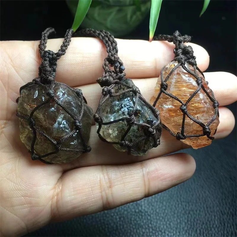 Natural Black And Gold Super Seven Quartz Woven Pendant Fashion Women Healing Jewelry Gemstone Crystal Charm Choker Necklace