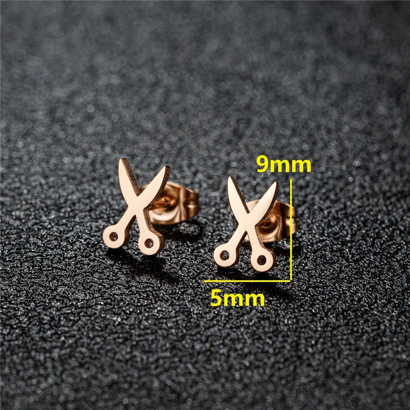 Fashion Creative Scissors Ear Studs for Women Personality Jewelry Small Barber Tools Stainless Steel Earrings Funny Gifts