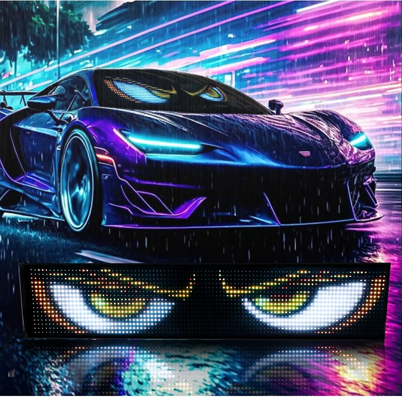 Multifunktionales helles Devil Eyes LED-Licht für die Windschutzscheibe des Autos, flexibel, programmierbar, Scroll-LED-Anzeige, Bluetooth-APP-Steuerung – Detail 18