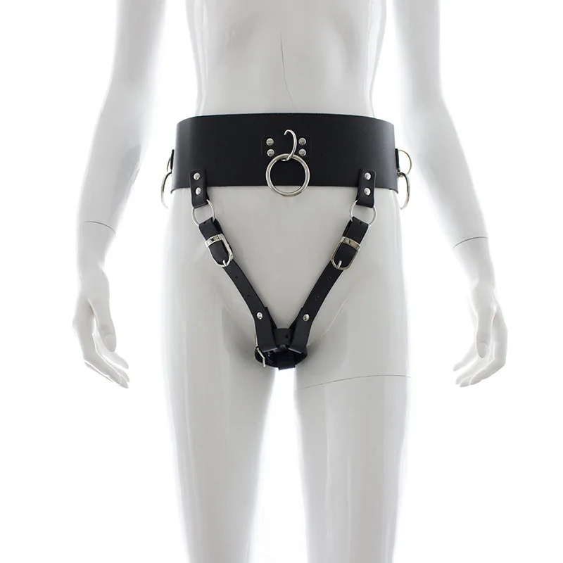 Magic Wand Vibrator Leather Forced Orgasm Belt Female Chastity Harness Strap BDSM Bondage Female Masturbator Sex Toys for Women