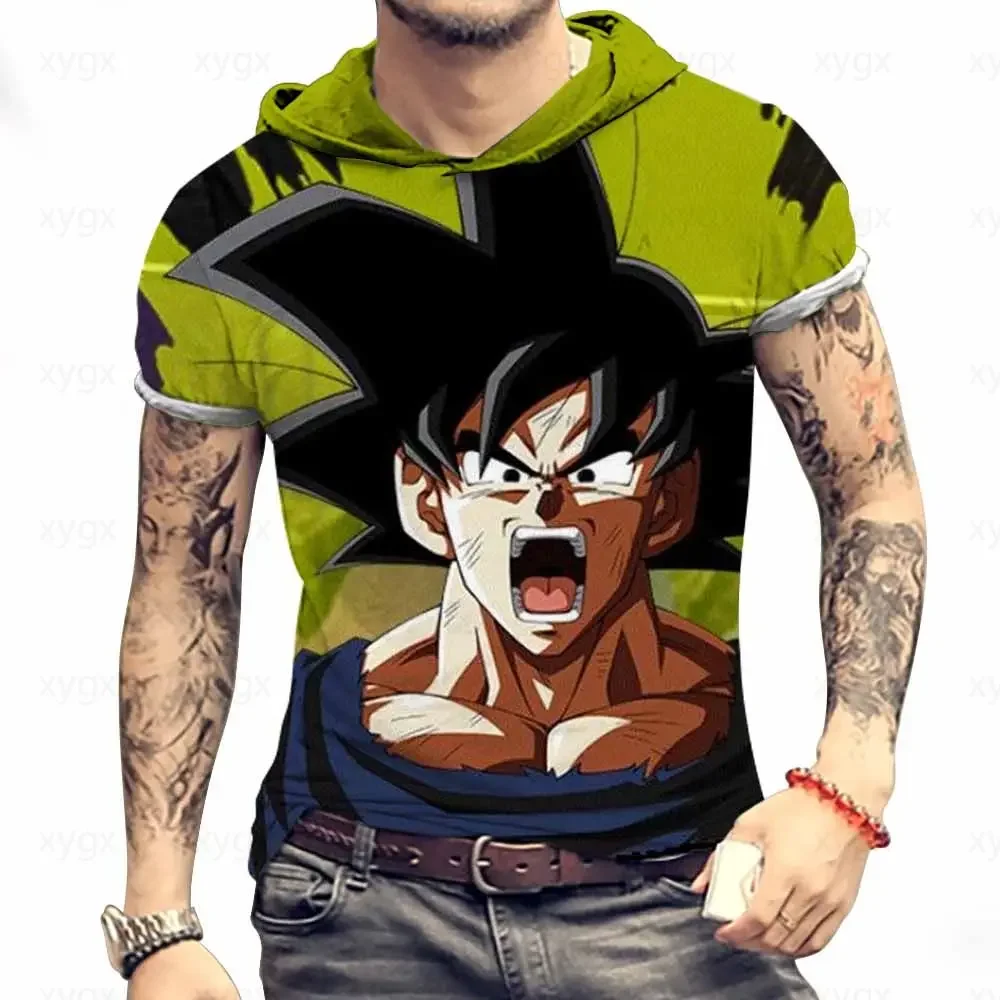 Camiseta com capuz Dragon Ball Z masculina, Tops de Goku e Vegeta, roupas de alta qualidade, nova tendência, Essentials, moda, Y2K