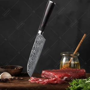 Japanese professional carbon steel knife, santoku peeling kitchen knife, chef knives and accessories, wooden handle 6 Main Sales Japanese Knives - №3
