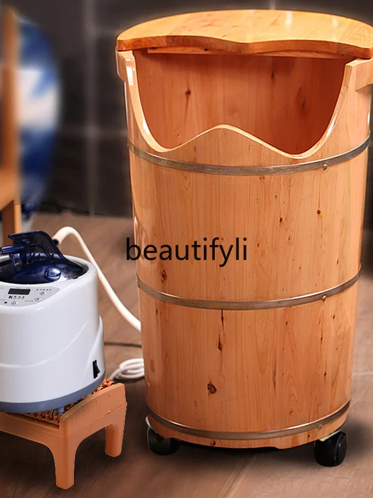 Fumigation heating foot soaking wooden bucket Wooden high-depth bucket Over knee constant temperature foot washing basin