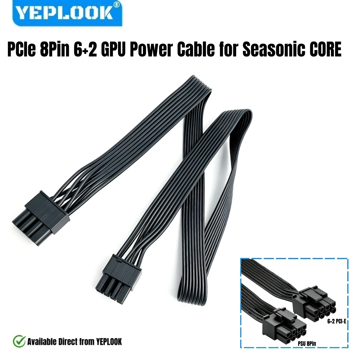 GPU Power Cable PCIe Single 8Pin 6+2Pin for Seasonic CORE GC650/GC550/GC500, GX650/GX550/GX500, GM650/GM550/GM500 Modular Powers