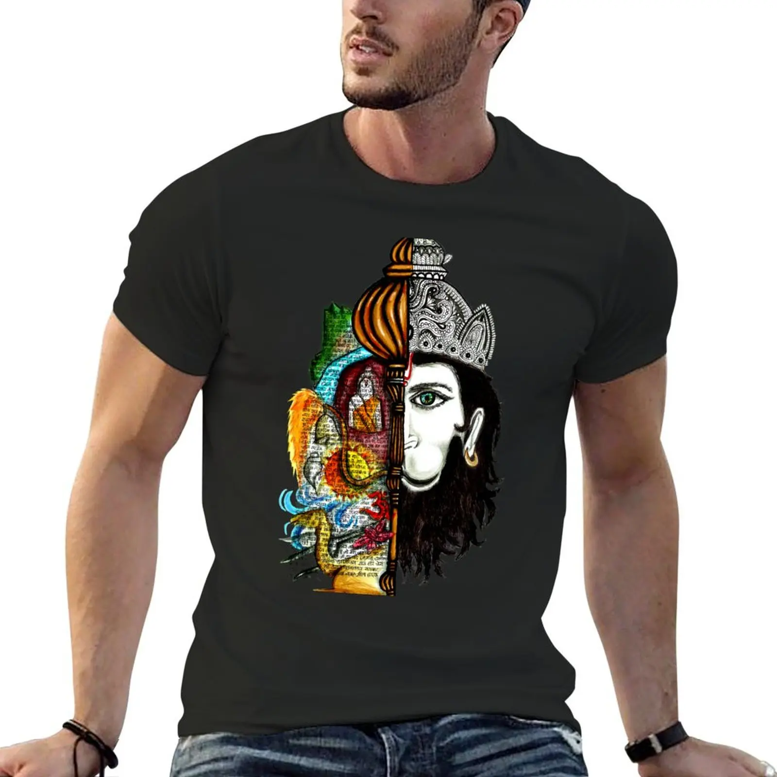 Lord Hanuman T-Shirt aesthetic clothes oversized t shirt sweat black t-shirts for men