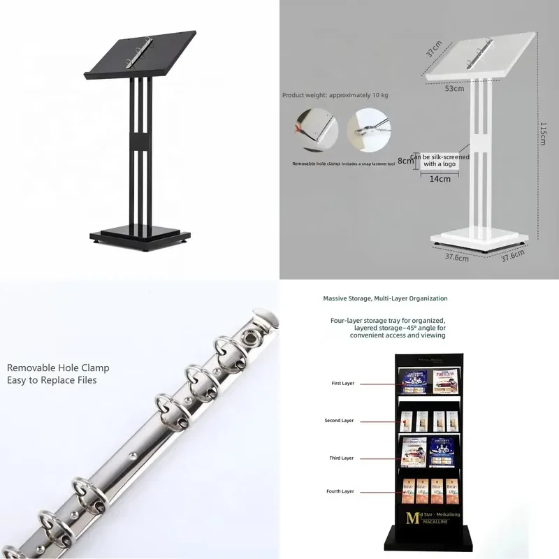 Floor Standing File Newspaper Magazine Rack Contract Display Stand Tourist Area Guide Map Sign Holder for Government Service
