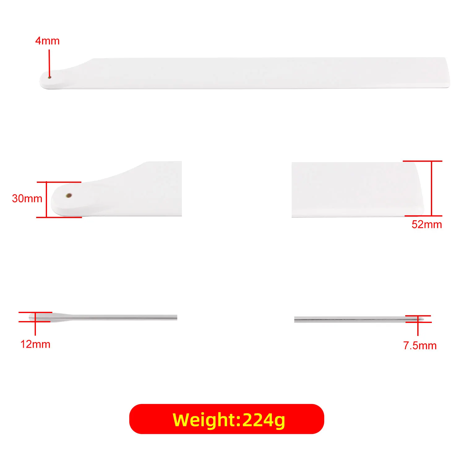 1 Pair 550mm Glassy Carbon Fiber Main Rotor Blades RC Helicopter Propeller No Black Border High Strength RC Aircraft DIY Parts