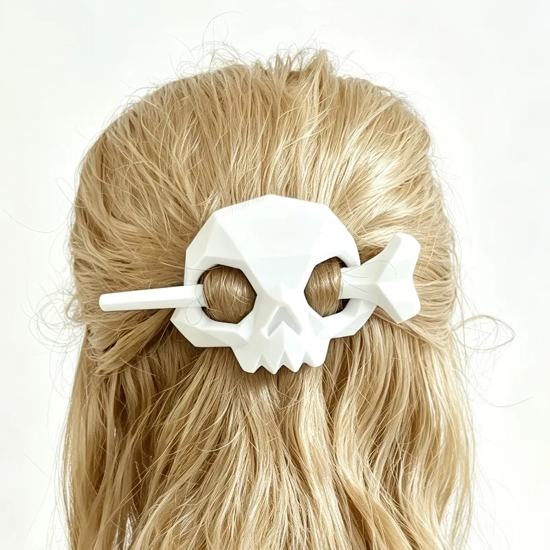 Geometric Skull Hair Stick, Cross Bone Skull Hair Barrette, Gothic Punk Halloween Hair Accessories For Women Daily Cosplay