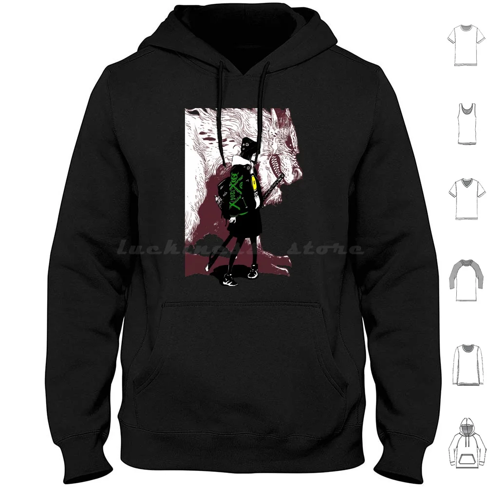 

Vaporwave Girl Wolf Urban Style Hoodie Cotton Long Sleeve Wolf Girl Glitch Vaporwave Japanese Hipster Future Fashion Urban