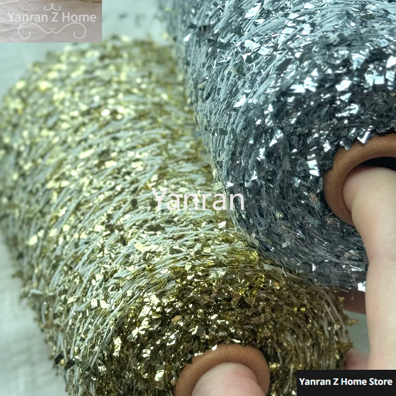 250g Butterfly Silver Gold Yarn Fancy Sequin Yarn Crochet Thread Glitter Yarn for Knitting Christmas Wiring decor Golden Yarns