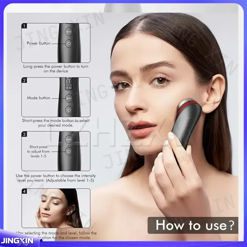 custom for 5 Color LED Light Therapy Vibrating Facial Massager Pore Cleansing Hydrating Beauty Device Reduce Eye Bags