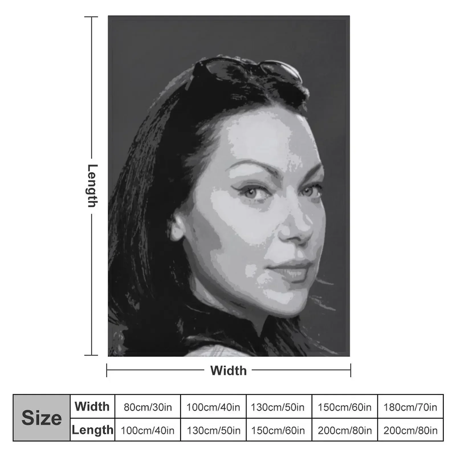 Laura Prepon Black & White Pop Art Portrait Painting Throw Blanket Beach Sofas Blankets