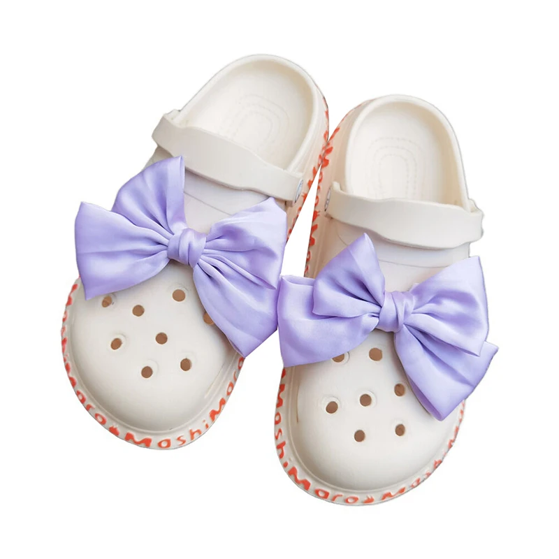 NEW SALE 1 Pc Bow Shoe Clip Shoes Hole Shaped Slippers Shoe Buckle Women Shoe Decoration Decorative Clips Silk Bow Charm Buckle