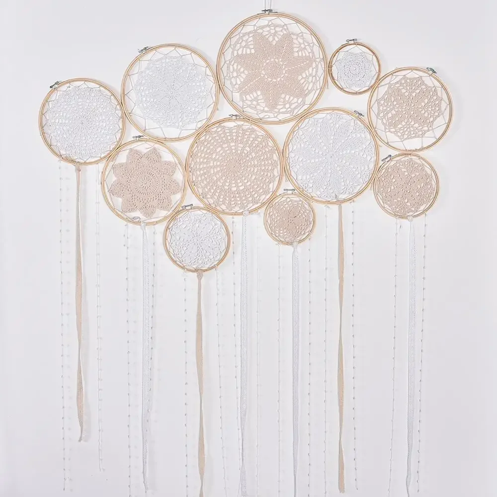 1 Set DIY Large Doily Lace Dream Catcher Set Wedding Background Room Decoration Dreamcatcher attrape reve