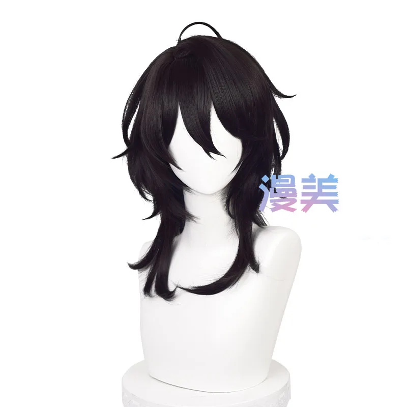 Es rei sakuma cosplay perücke 45cm lange schwarze perücken hitze beständiges synthetisches haar für frauen männer halloween party