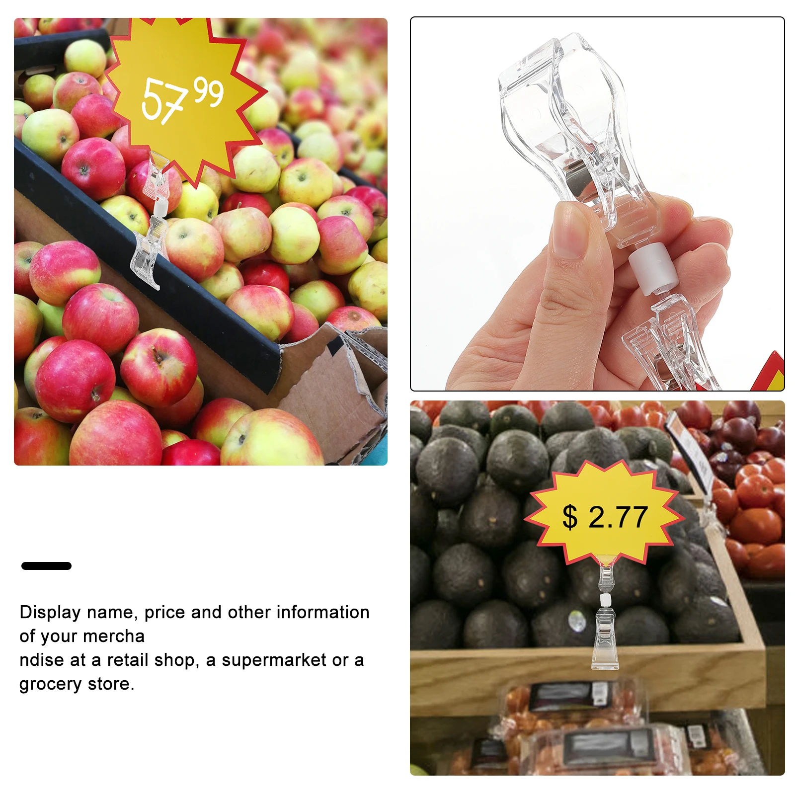 

1 set 1 Set Burst Shape Sign Clips Merchandise Display Price Tag Holders Retail Store Sale Stickers Plastic Sign Clipper