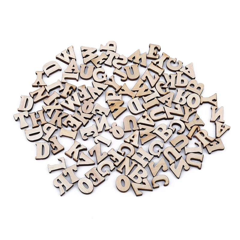 Wooden English Alphabet Letters Random 100Pieces Number Baby Early Learning Tool Scrapbooking Craft DIY Letter Digital Display