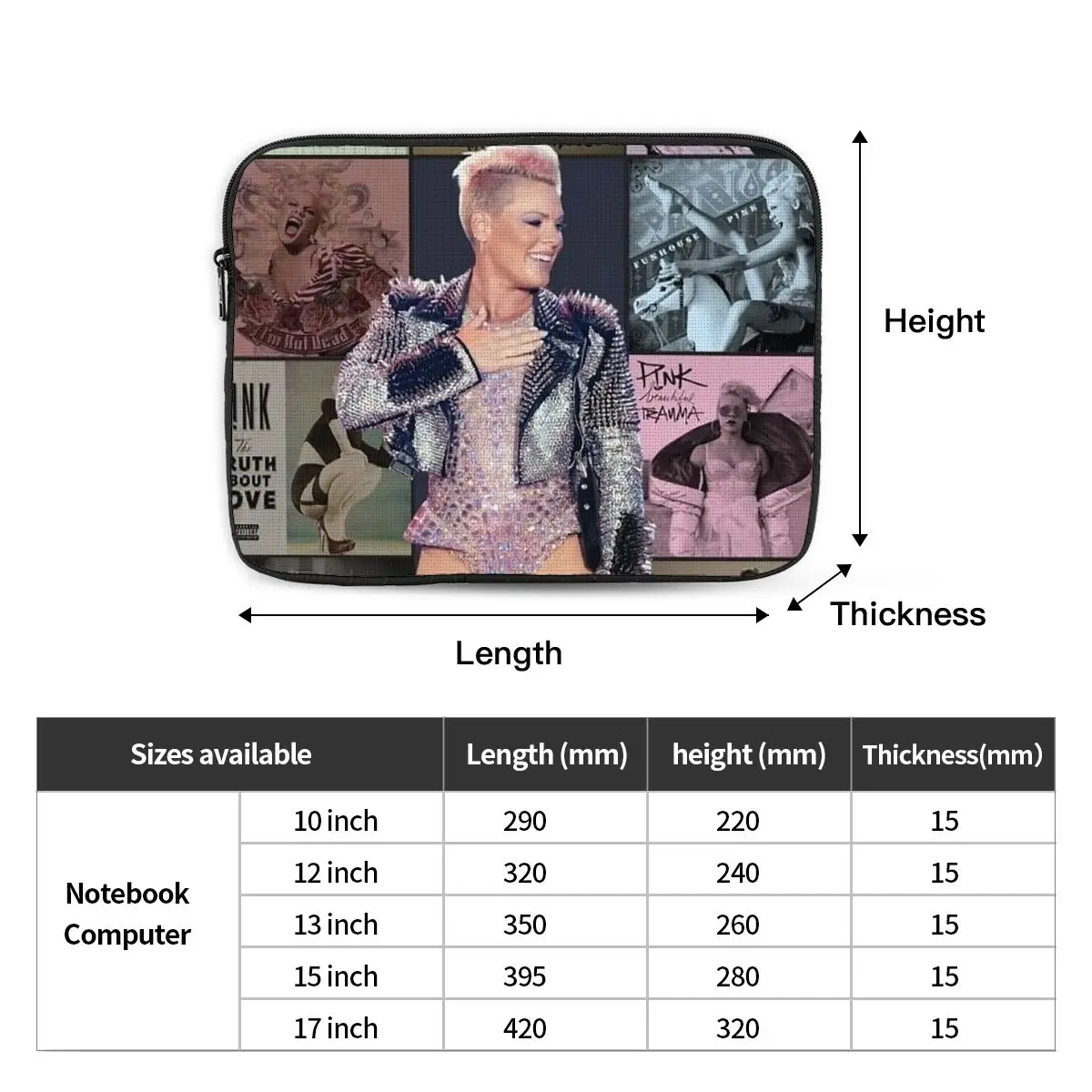 Pink P!nk Cool Singer Country Music Notebook Laptop Bag 10 12 13 15 17 Inch For Macbook Air Pro Tablet Shockproof Case Bag