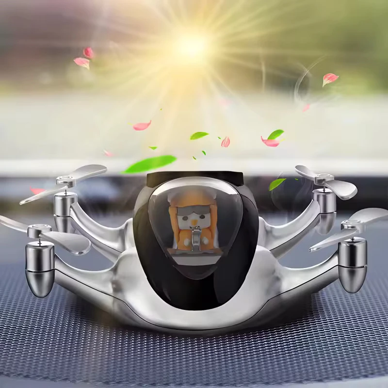 Solar Car Air Freshener Rotating Drone Car Aromatherapy Ornaments Center Console Diffuser Aromatherapy Machine Car Decoration