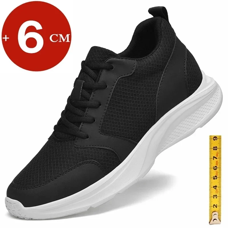 Men sneakers height increase shoes heightening shoes elevator shoes for men luxury insole 6cm tall man breathable JIT