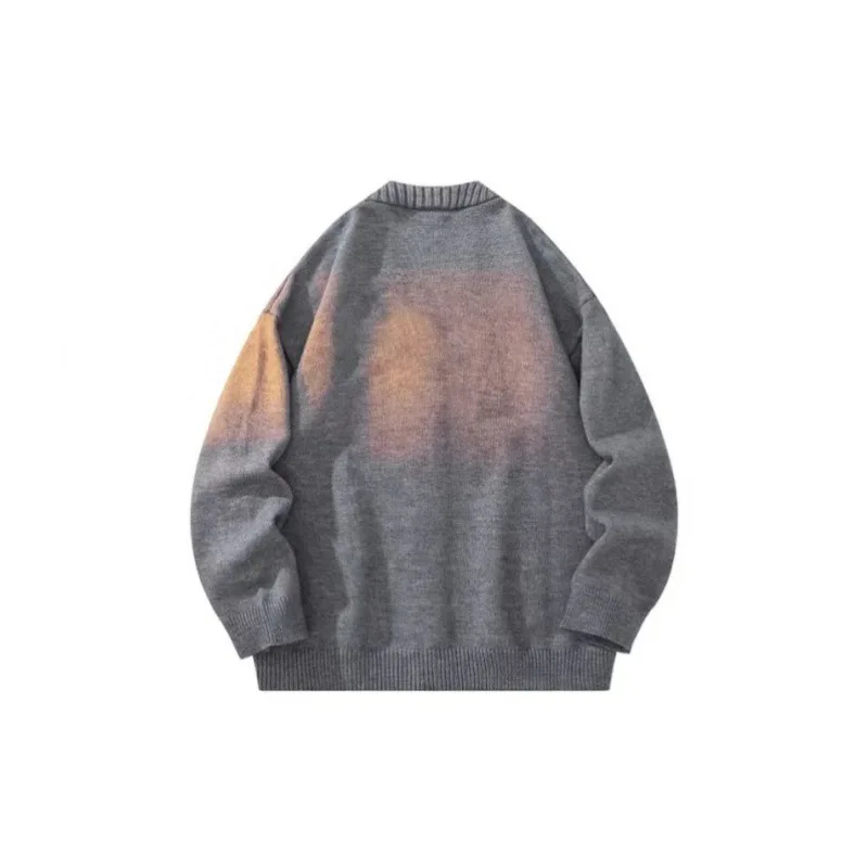 

Мужской вязаный кардиган свободного кроя с V-образным вырезом, корейский стиль, длинный рукав, теплый зимний шерстяной свитер-пальто