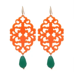 Trendy New Drop Contrast Ccolor Earrings For Woman Resin Acrylic Hollow Out Charm Dangle Crystal Large Easter Brinco Jewelry