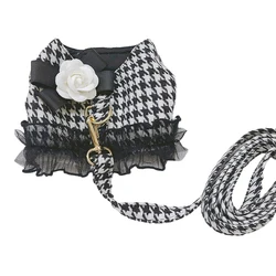 Designer Dog Harness and Leash Set for Small Medium Dogs Cats Walking, Puppy Lace Vest Harness York Chihuahua Pet Accessories