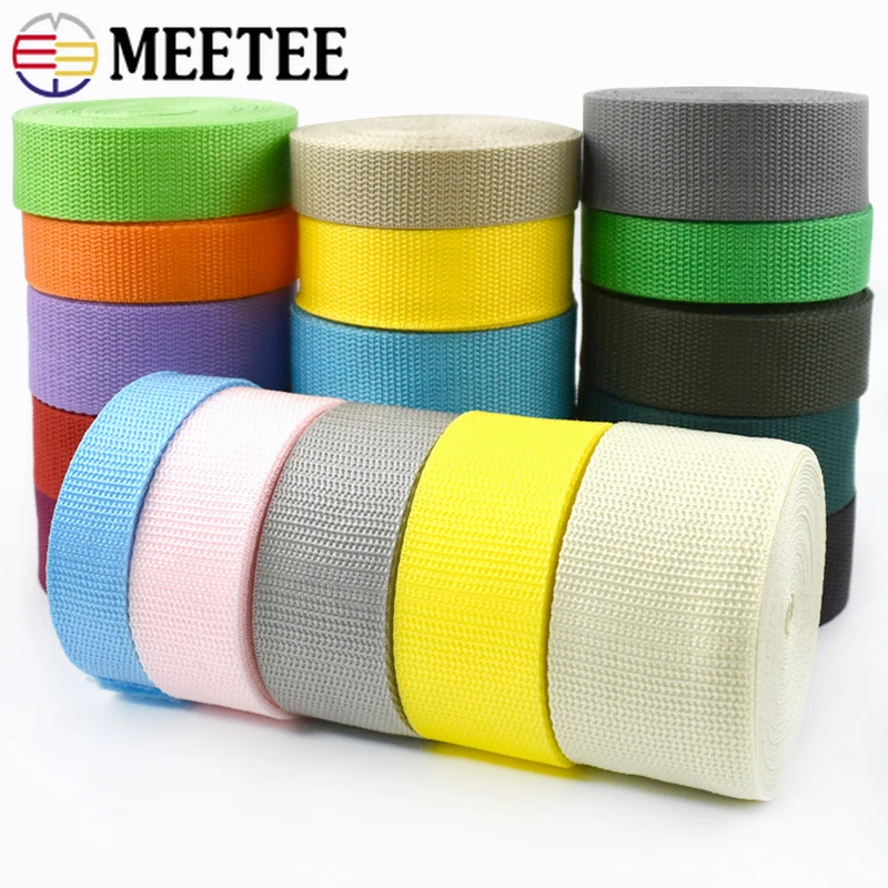 Meetee 2Metr 20-50mm PP Nylon Webbing Strap for Bag By The Meter Safety Belt Ribbon Band Sewing Taśma skośna Akcesoria do plecaków