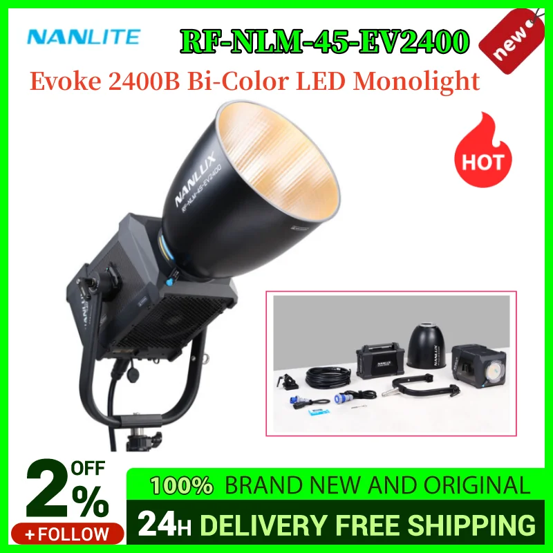 Nanlux Evoke 2400B Bi-Color LED Monolight 2700-6500K CCT Onboard, DMX, Bluetooth, App Control For Studio and Film/TV Production