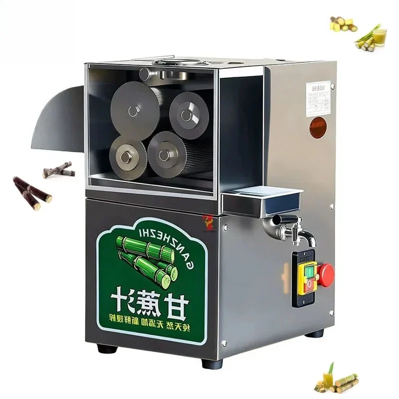Electric 4-Roll Sugarcane Juicer Stainless Steel Sugar Cane Extractor Squeezing Machine