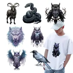Thermoadhesive Patches for Clothing, Heat Transfer Sticker, Iron on Punk, Snake, Wolf, Eagle, DIY T-shirt
