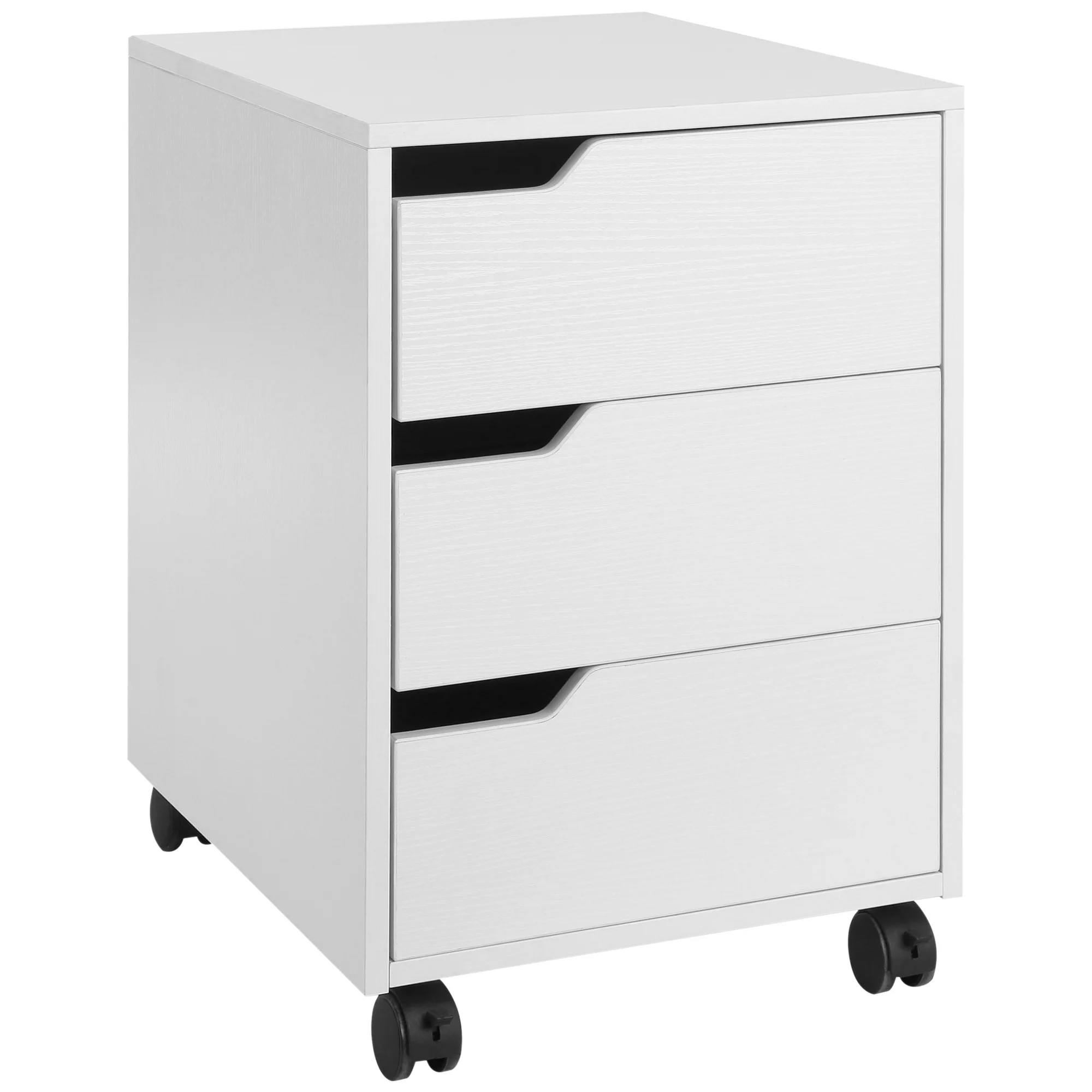 HOMCOM Caisson bureau mobile avec 3 tiroirs, meuble rangement bureau sur roulettes pour documents et imprimante, caisson de rang
