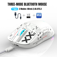 T90 Wireless Bluetooth Mouse RGB (BT1/BT2+ USB) 2.4GHz Rechargeable Silent Bluetooth Wireless Mouse with Type C Adapter