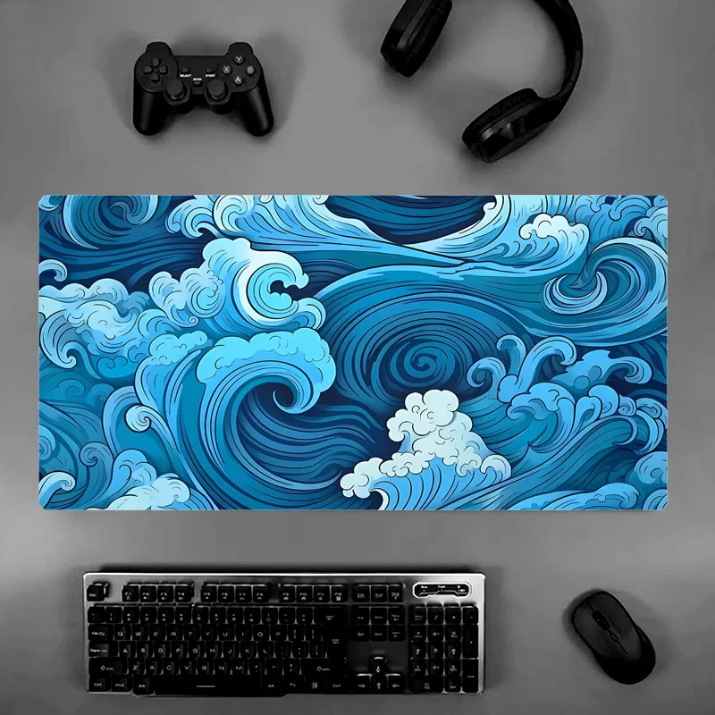 Mouse pad giant wave large dark blue wave game mousepad gamer keyboard mouse mat office computer laptop desk mats