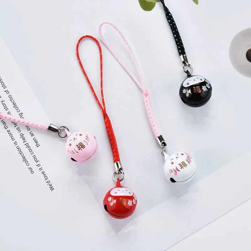 2022 New Design 1 Piece High Quality Metal Cat Bell Mobile Phone Charms Cute Anime Keychains USB Flash Drive Lanyard Strap