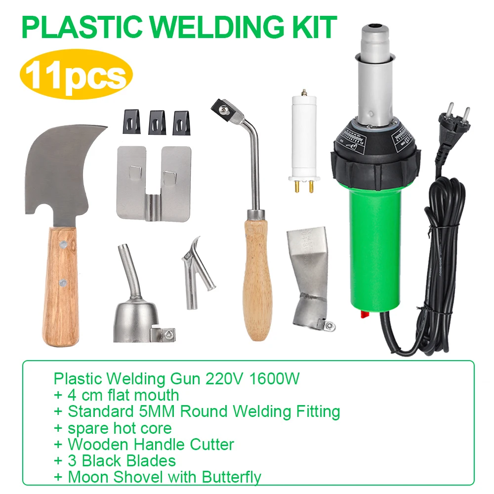 220V Plastic Welding Gun 1600W Machine Electric Hot Air Gun Welding Torch + Heating Core / Welding Nozzle Accessories For PVC