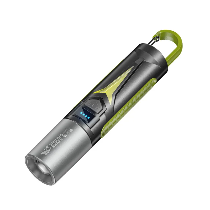 Telescopic Zoom Mini Outdoor Camping Flashlight, COB Flood Side Light, Buckle-Design Portable Flashlight