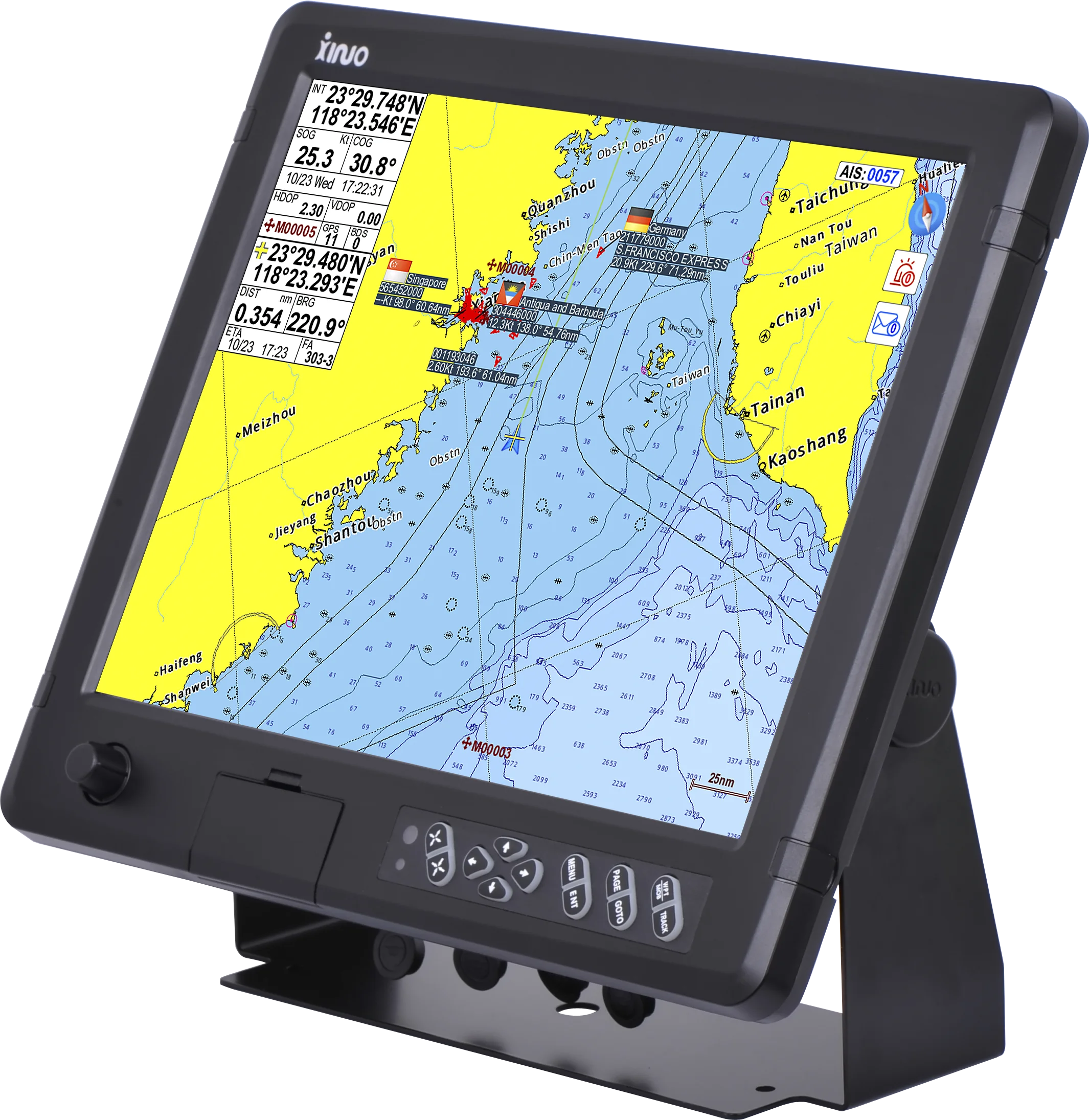 

15 Inch AIS Class B GNSS Chart Plotter HM-5915 XINUO Brand Support C-MAP(MAX)
