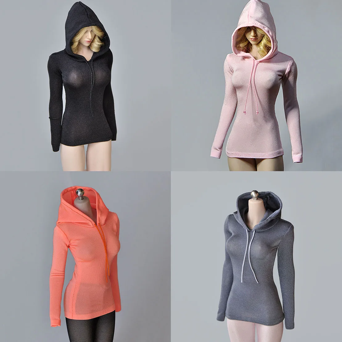 

1/6 Female Soldier Hooded Sexy Tight-fitting Clothes Model for 12 Inch Action Figure Body