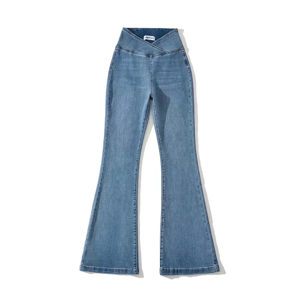 

High Waist V-Shape Slim Fit Denim Jeans Women's Tightening Long Pants Straight Leg Jeans Summer Fashion Trend