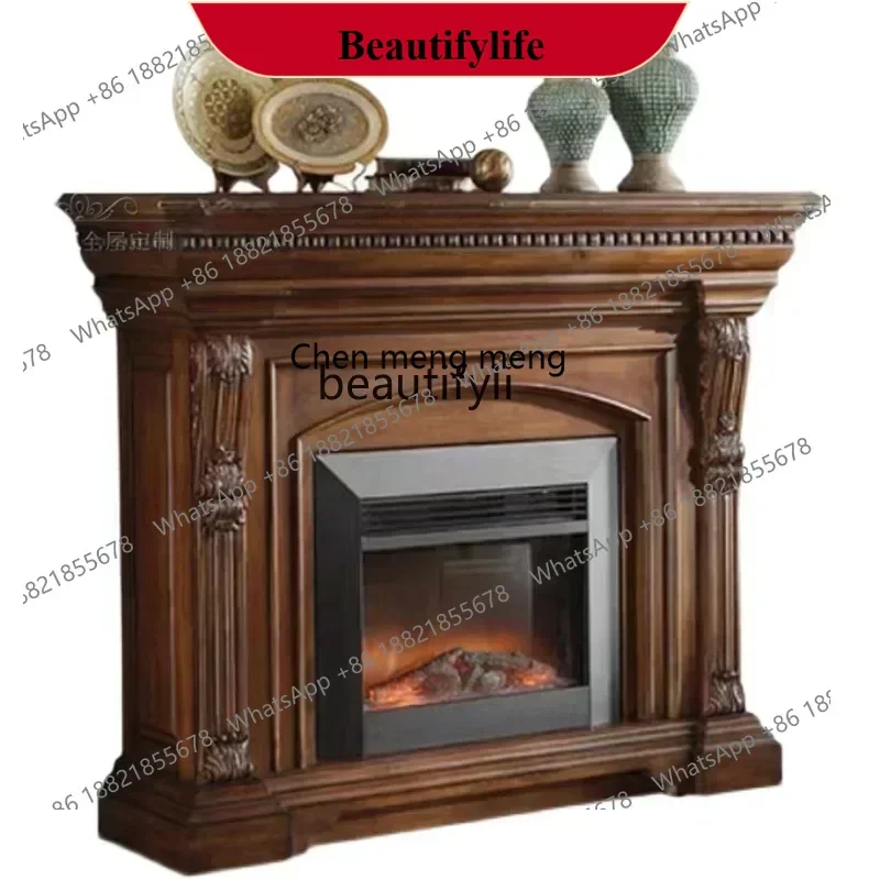 

D178 American rural solid wood fireplace cabinet retro decorative cabinet living room rack large apartment