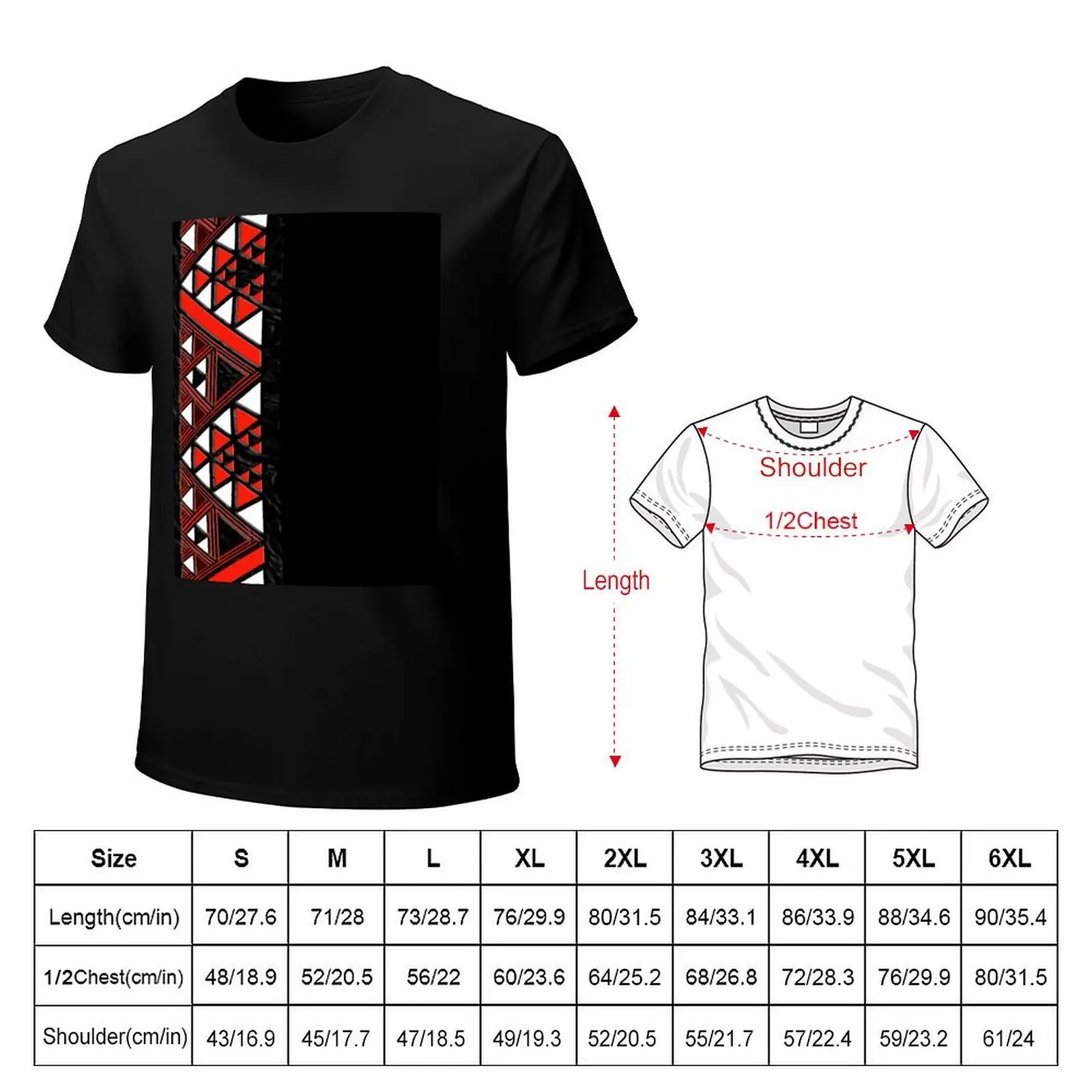 TNT - taaniko border red T-Shirt Basic Solid Color Short Sleeve T-Shirt
